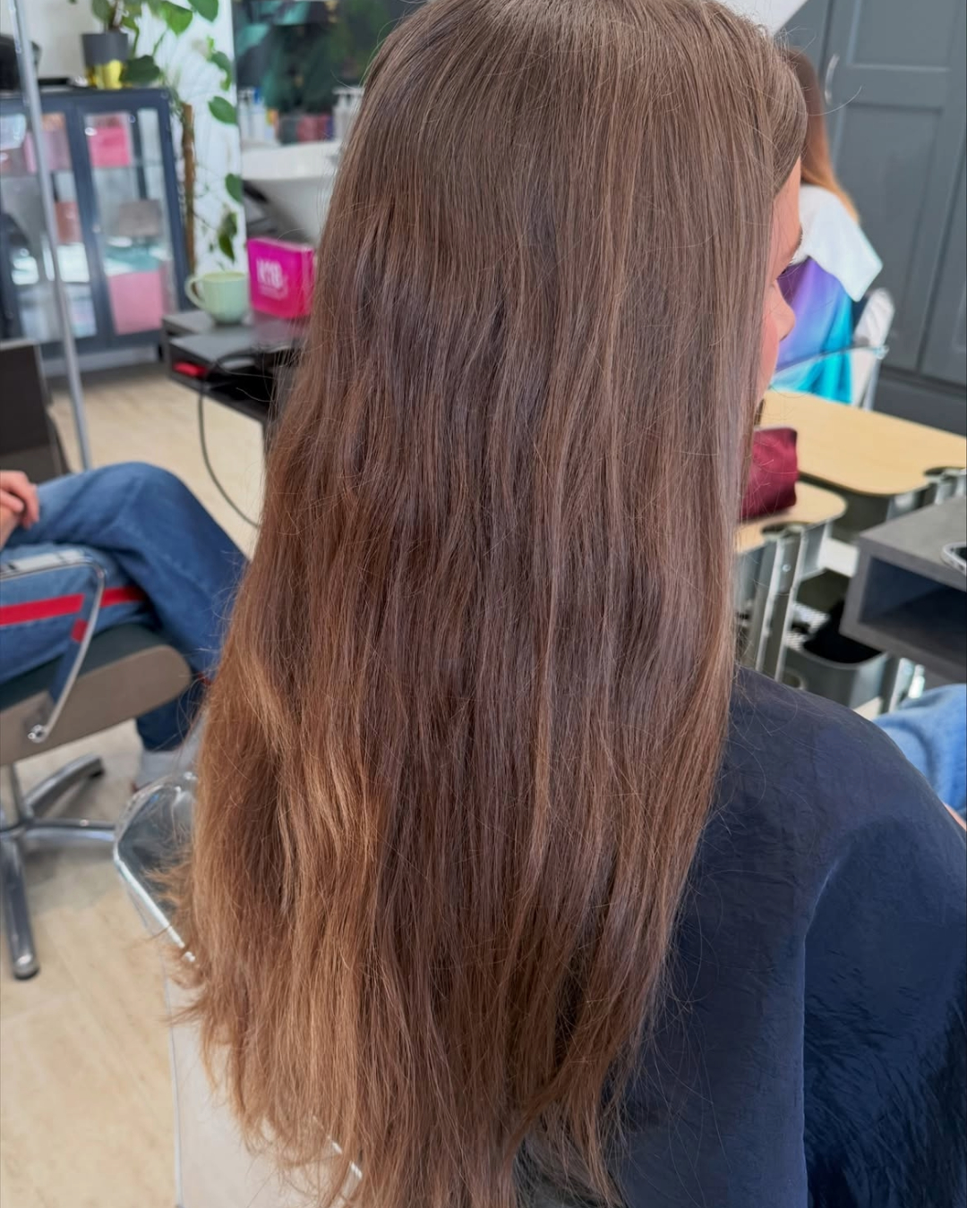 before picture of long brown hair colour at cutting room salon Wickersley